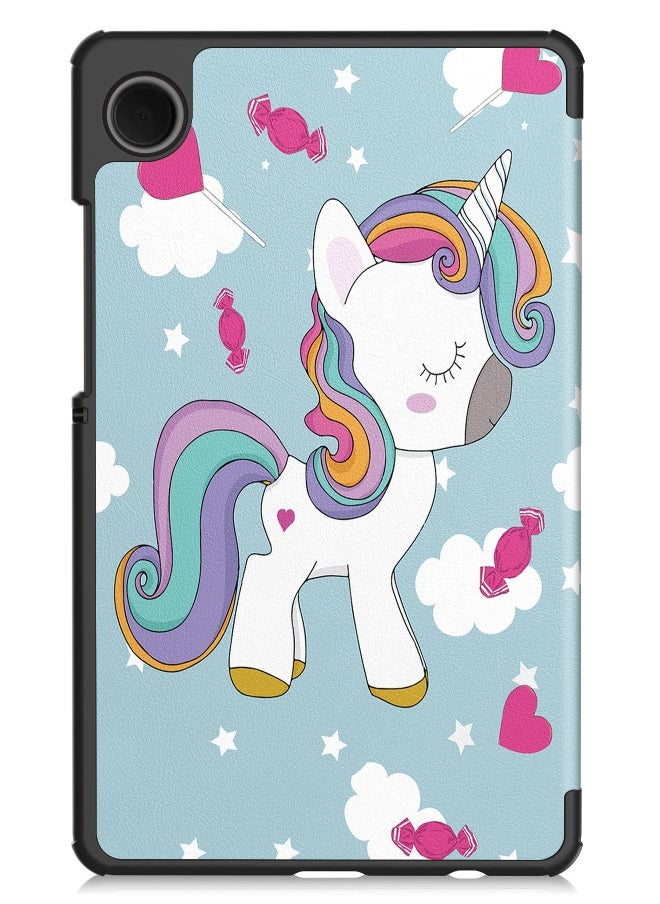Generic - Samsung Galaxy Tab A9 Cover, Tri-Fold Smart Tablet Case, Multi-Viewing Angles Stand Hard Shell Folio Case Cover with Auto Wake Sleep for Samsung Galaxy Tab A9 8.7 inch 2023 (Unicorn) - Image 1