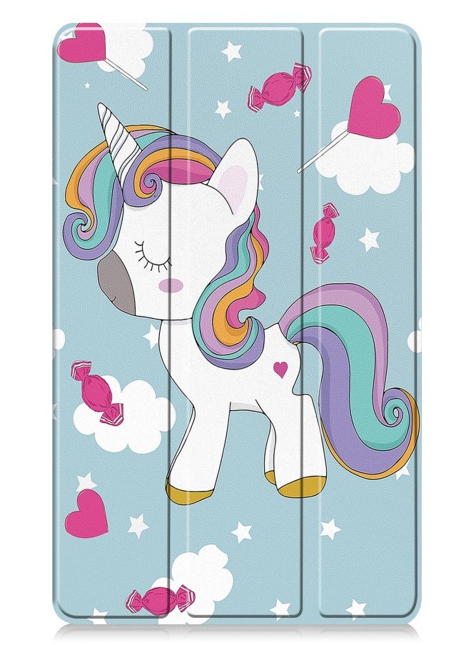 Generic - Samsung Galaxy Tab A9 Cover, Tri-Fold Smart Tablet Case, Multi-Viewing Angles Stand Hard Shell Folio Case Cover with Auto Wake Sleep for Samsung Galaxy Tab A9 8.7 inch 2023 (Unicorn) - Image 1