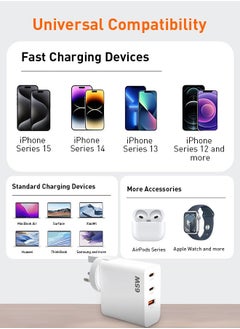 Xoopla PD 65W GaN Charger Dual Type C Charger , 1 QC 3.0 Laptop Wall Charger GaN Fast Charger for Macbook Laptop Cell Phone Watch Compatible with Samsung Xiaomi iPhone iPad Realme Huawei  - Image 3