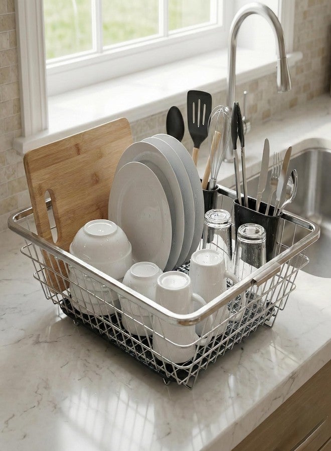 BIRDWING Heavy Duty Stainless Steel Utensil Drying Stand – Extra Large Kitchen Dish Rack with Water Drain Tray, Countertop Plate Bowl Organizer Basket,60x47x23 Cm - Image 2