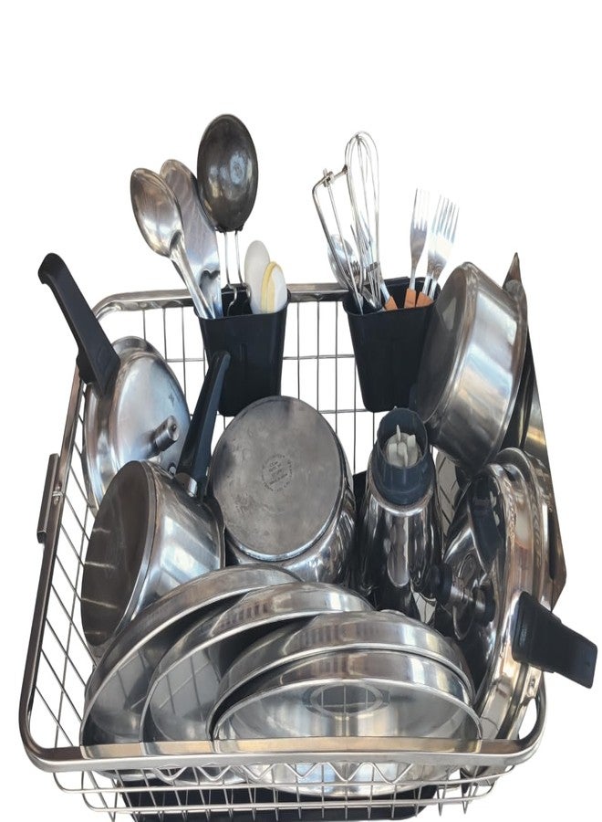 BIRDWING Heavy Duty Stainless Steel Utensil Drying Stand – Extra Large Kitchen Dish Rack with Water Drain Tray, Countertop Plate Bowl Organizer Basket,60x47x23 Cm - Image 1