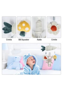 نيبمينينت Baby Hanging Rattles Toys Activity Rabbit Plush Animal Wind Chime Sensory Toy with BB Squeaker Safety for Newborn Babies Toddlers Shower Gift  - Image 3