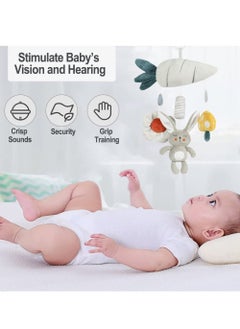 نيبمينينت Baby Hanging Rattles Toys Activity Rabbit Plush Animal Wind Chime Sensory Toy with BB Squeaker Safety for Newborn Babies Toddlers Shower Gift  - Image 5