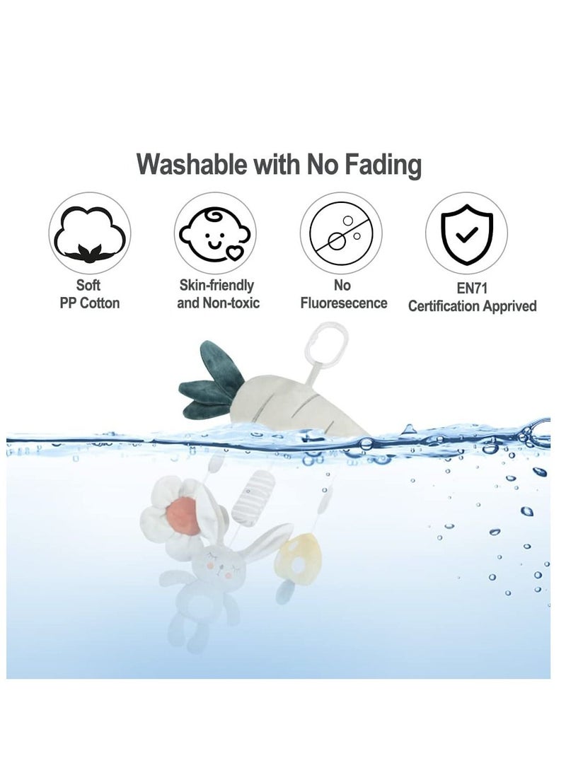 NIBEMINENT Baby Hanging Rattles Toys Activity Rabbit Plush Animal Wind Chime Sensory Toy with BB Squeaker Safety for Newborn Babies Toddlers Shower Gift  - Image 2