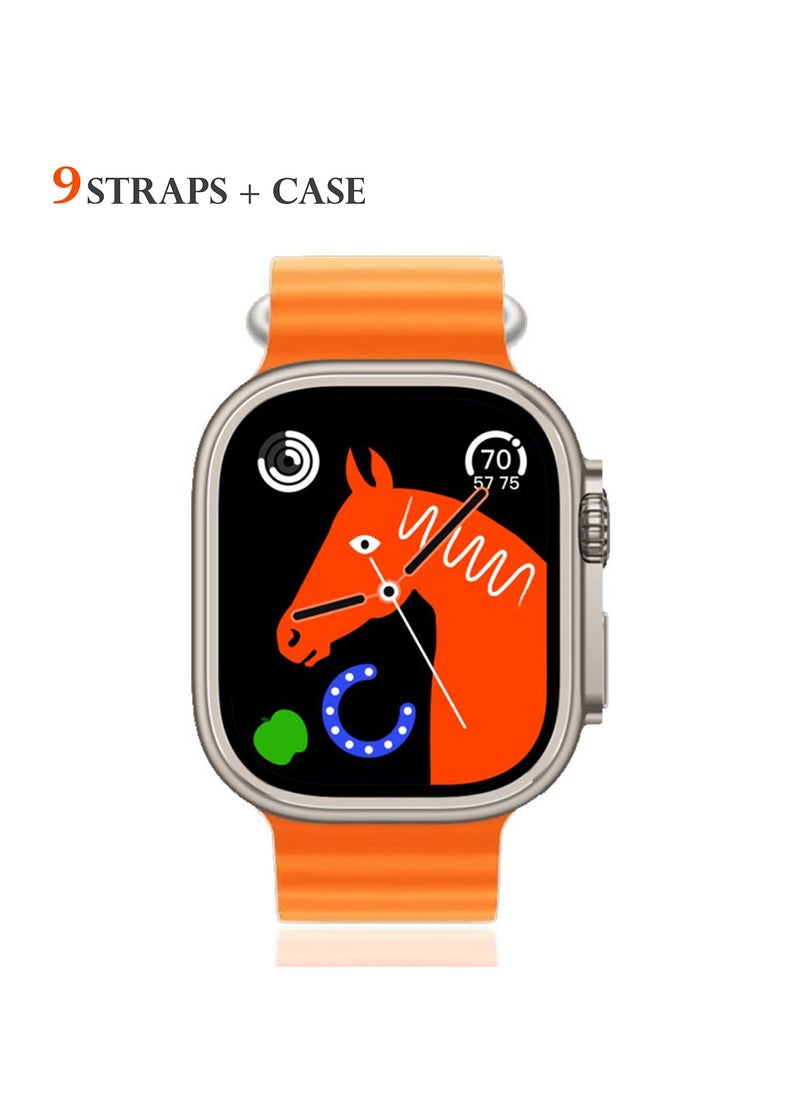 BSNL - BSNL 12IN1 Unisex Ultra 2 Smart Watch 49mm with 9 Straps+ Watch Case 2.20 Inch AMOLED DISPLAY Bluetooth Calling Health and Sports Smartwatch Multicolour - Image 1
