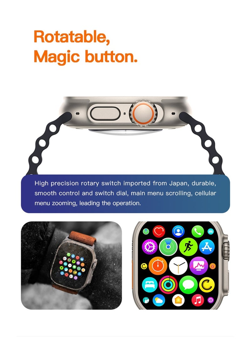 BSNL - BSNL 12IN1 Unisex Ultra 2 Smart Watch 49mm with 9 Straps+ Watch Case 2.20 Inch AMOLED DISPLAY Bluetooth Calling Health and Sports Smartwatch Multicolour - Image 1