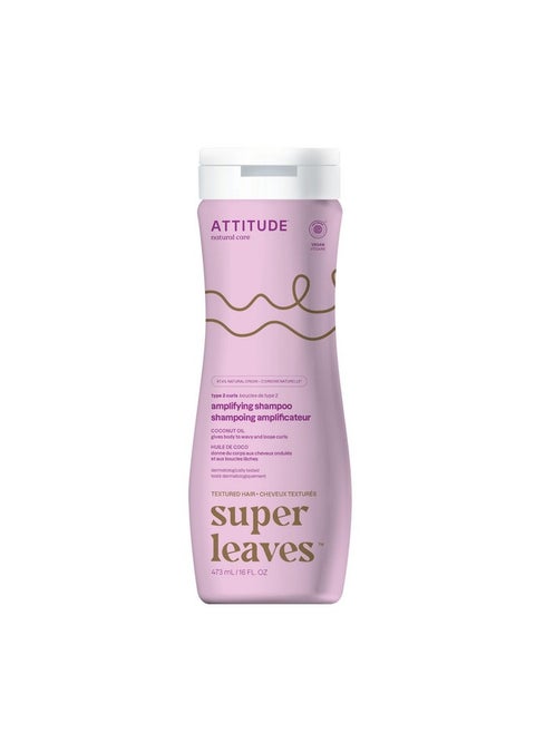 ATTITUDE Amplifying Shampoo for Curly Hair with Coconut Oil, EWG Verified, Vegan and Naturally Derived Ingredients, 2a, 2b, 2c Curl Type, Gives body to Curls, 16 Fl Oz