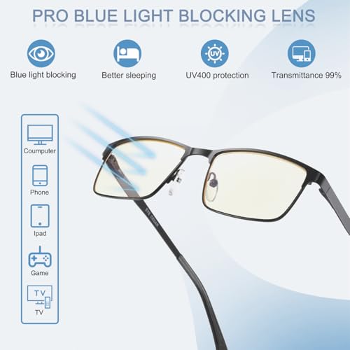 EYECEDAR 5 Pack Reading Glasses Men Metal Spring Hinges with Blue Light Blocking Eyeglasses Computer Readers for Men 1.5 - Image 5
