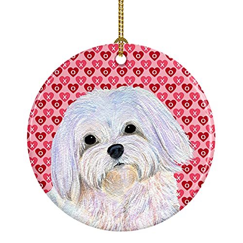 Caroline's Treasures Maltese Hearts Love and Valentine's Day Portrait Ceramic Ornament Christmas Tree Hanging Decorations for Home Christmas Holiday, Party, Gift, 3 in, Multicolor - Image 4