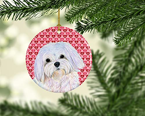 Caroline's Treasures Maltese Hearts Love and Valentine's Day Portrait Ceramic Ornament Christmas Tree Hanging Decorations for Home Christmas Holiday, Party, Gift, 3 in, Multicolor - Image 2