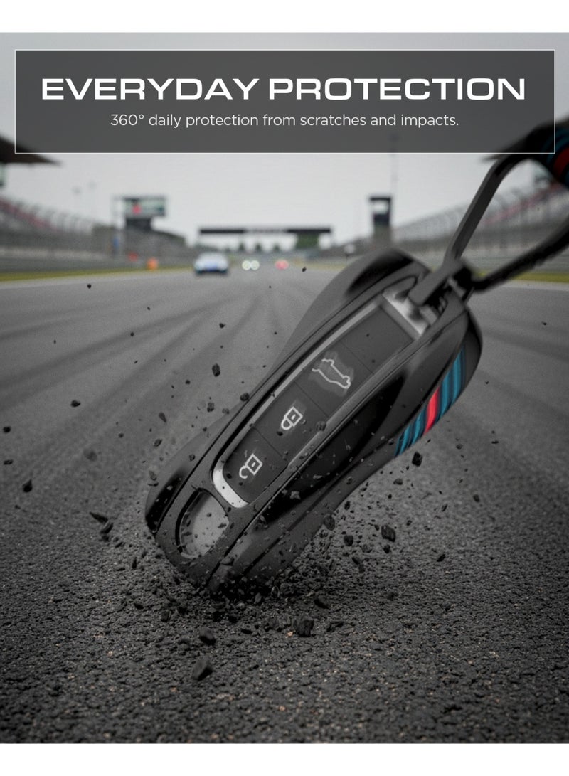 Spigen Porsche Key Fob Cover [Titanium Hinge-Free Carabiner & Vintage Racing Aesthetic] Cayenne Panamera Taycan 911 Protective Hard Shell Keyfob Anti-Scratch Accessories Smart Key Ring Keychain - Image 3