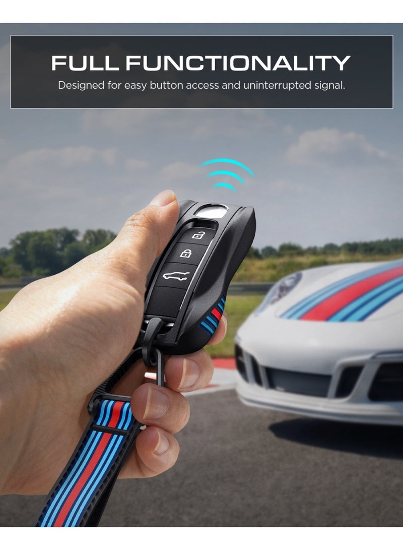 Spigen Porsche Key Fob Cover [Titanium Hinge-Free Carabiner & Vintage Racing Aesthetic] Cayenne Panamera Taycan 911 Protective Hard Shell Keyfob Anti-Scratch Accessories Smart Key Ring Keychain - Image 5