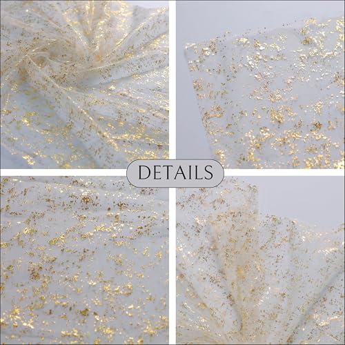 Snowkingdom 6Pcs 10 Ft Gold Table Runners, Sheer Chiffon Tulle Cheesecloth Golden Sequin Glitter Metallic Foil, Gold Party Table Decoration Centerpiece for Wedding Birthday Anniversary Christmas - Image 4