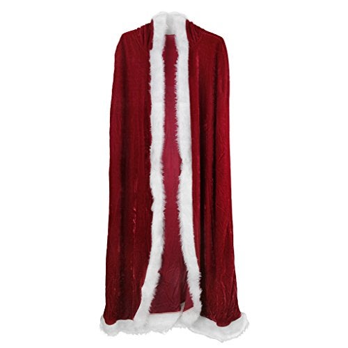 Clobeau Christmas Halloween Costumes Cloak Mrs. Claus Santa Xmas Velvet Hooded Cape Robe - Image 5