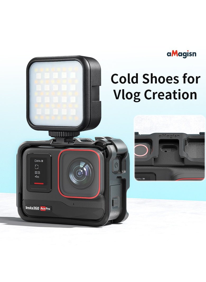 aMagisn - Protective Frame for Ace/AcePro/AcePro2 – Secure Lock Design, Full Screen Access, Cold Shoe Mount, Quick Release for Horizontal & Vertical Shooting – Action Camera Cage - Image 1