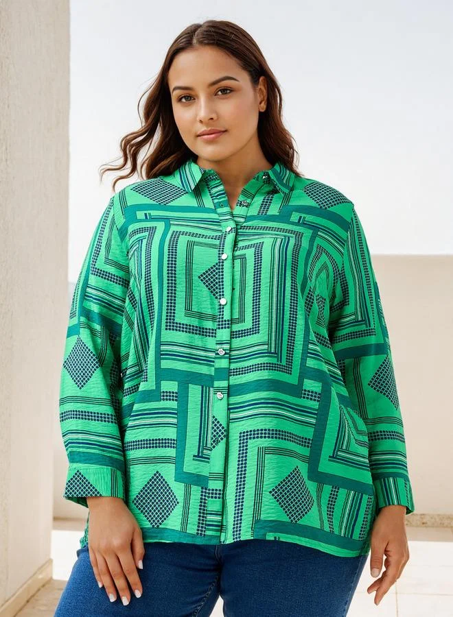 Ulla Popken Plus Size Ulla Popken Printed Shirt