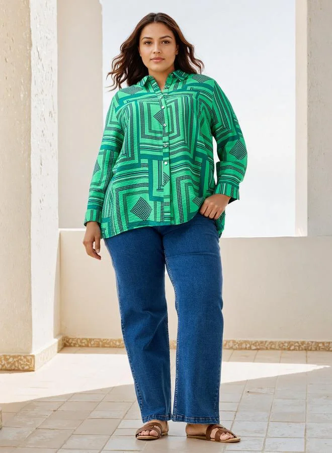 Ulla Popken Plus Size Ulla Popken Printed Shirt