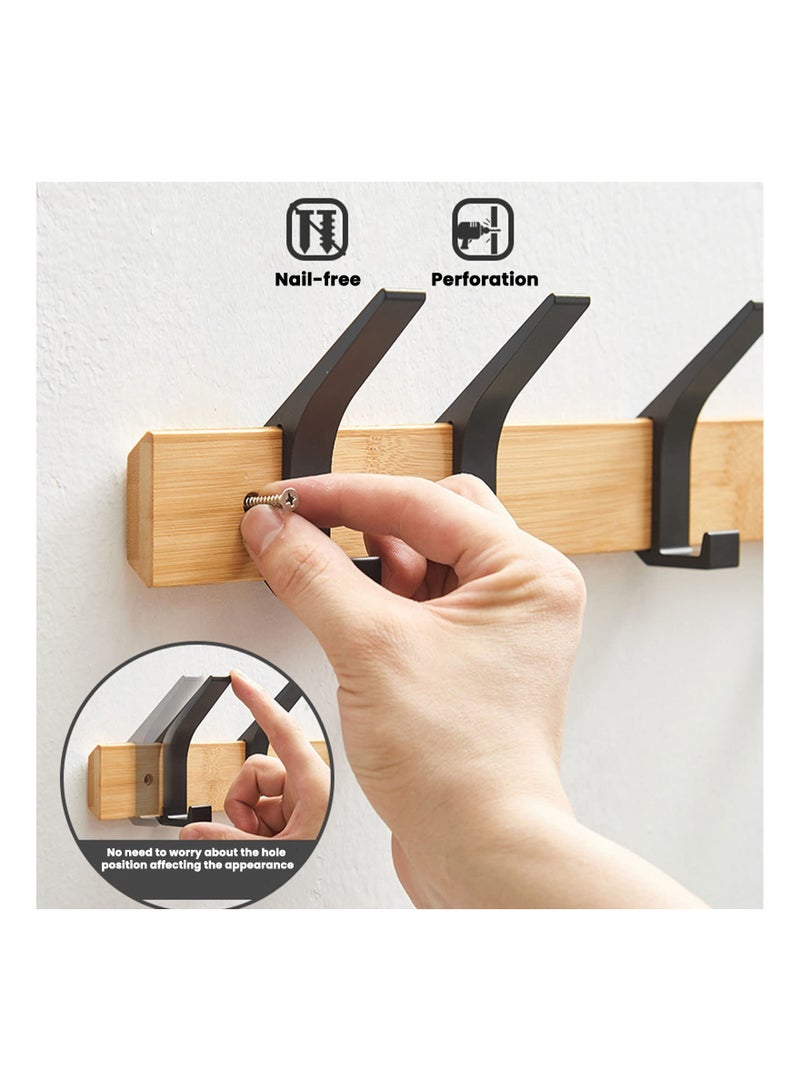 Zikra Wooden Coat Rack Wall Mounted, Aluminum Wall Mounted Coat Hook Wall Mounted Coat Rack Home Decor Coat Hook Durable Wooden Wall Coat Rack Wall Decor Coat Rack for Hanging Coats, Hats, Bags, Keys - Image 2