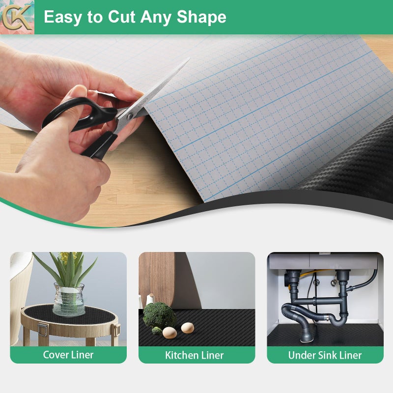 ChiKiner Self-Adhesive Shelf Liner Kitchen Liner, Waterproof Backed Paper Easy Peel and Stick Contact Liner Without Residue for Decor Your Desk Surface, Kitchen Countertops (Black, 11.8 x 59 inches) - Image 3