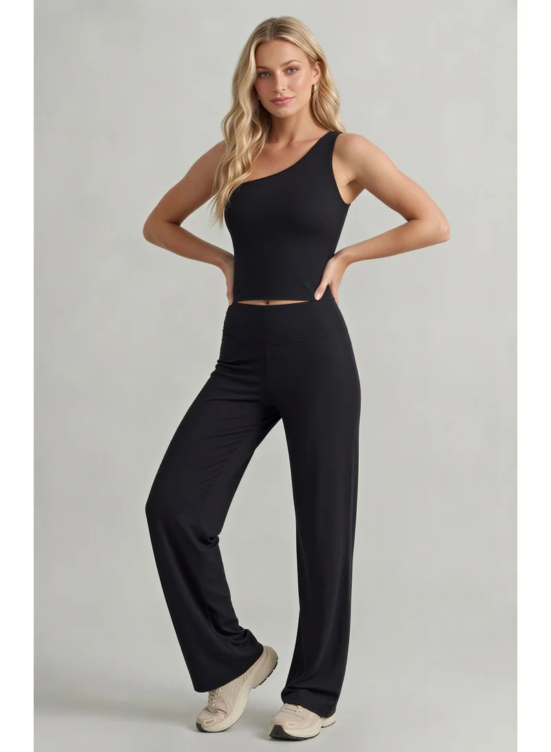 CORRE Active Wear Alma One Shoulder Top - Black
