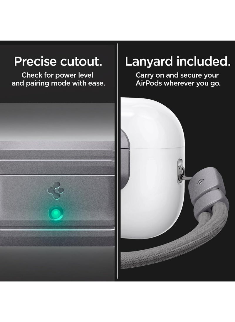 Lock Fit M for AirPods Pro 2 / Airpods Pro Secure Locking Device & Lanyard Strap with EZ Fit Install Kit [Charging Case NOT included] - Metallic Gray
