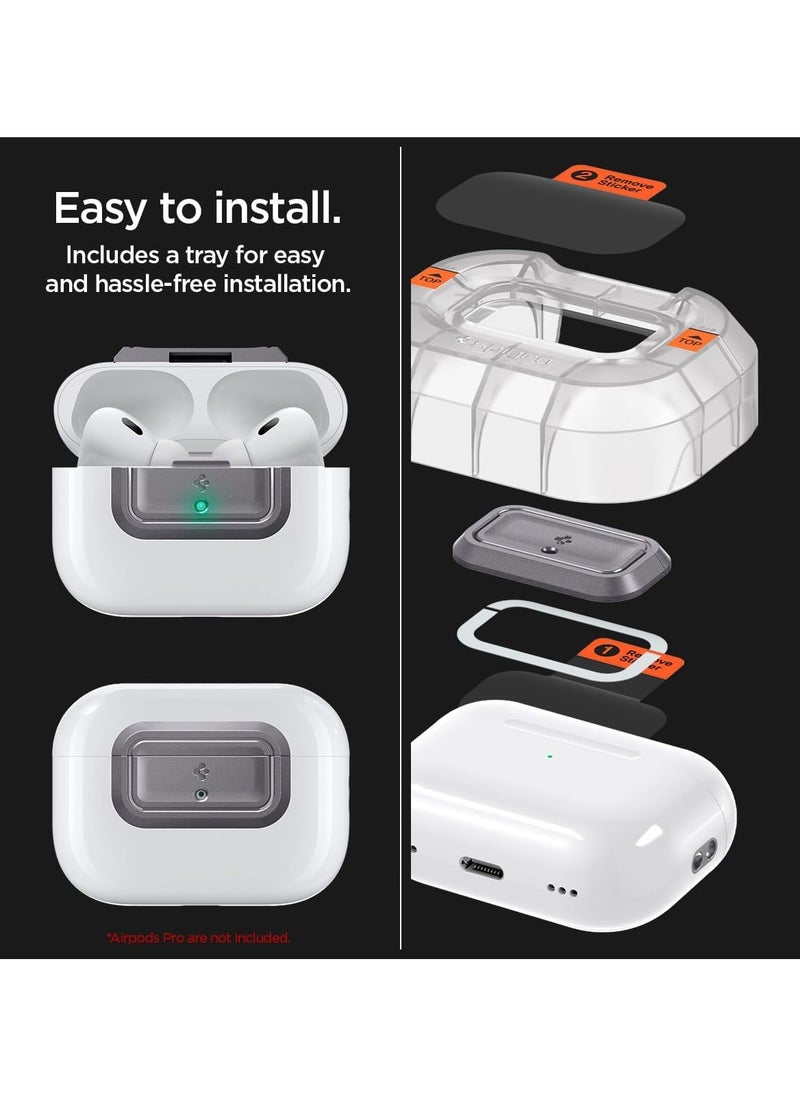 Lock Fit M for AirPods Pro 2 / Airpods Pro Secure Locking Device & Lanyard Strap with EZ Fit Install Kit [Charging Case NOT included] - Metallic Gray