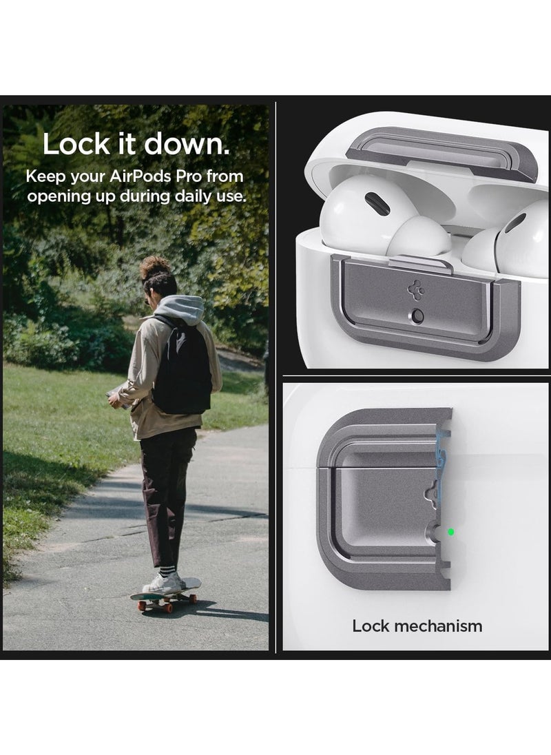 Lock Fit M for AirPods Pro 2 / Airpods Pro Secure Locking Device & Lanyard Strap with EZ Fit Install Kit [Charging Case NOT included] - Metallic Gray