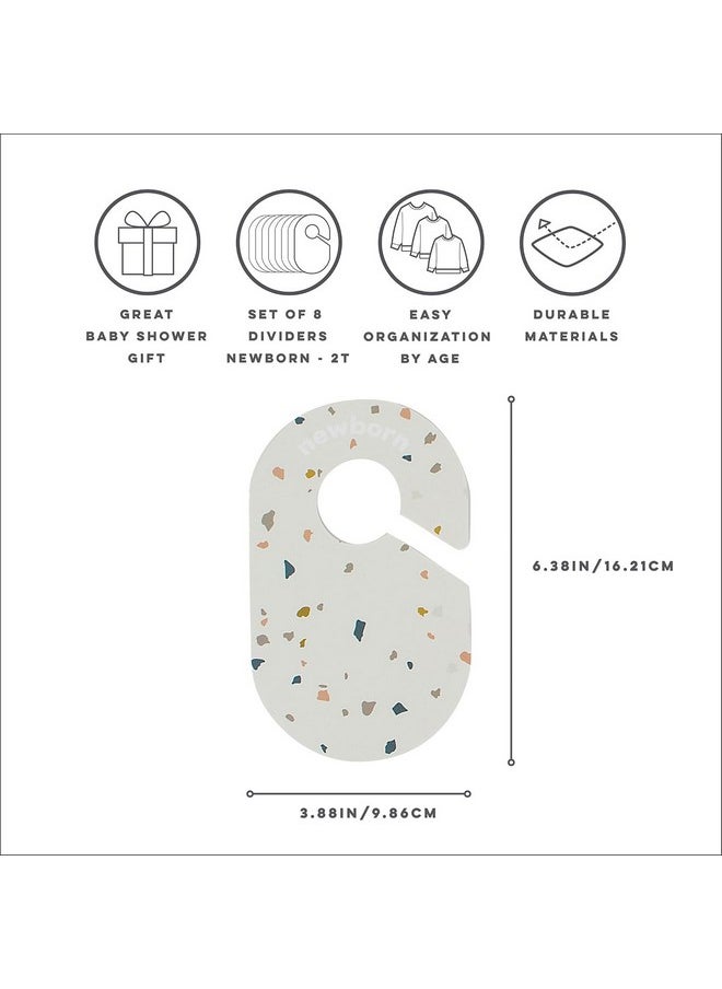 3 sprouts Baby Closet Organizer Set - 15 Nursery Hangers With 8 Size Dividers, Closet Dividers For Baby Clothes And Clothes Organizer For Infant To Toddler Clothing - Cream Hangers & Terrazzo Dividers  - Image 2