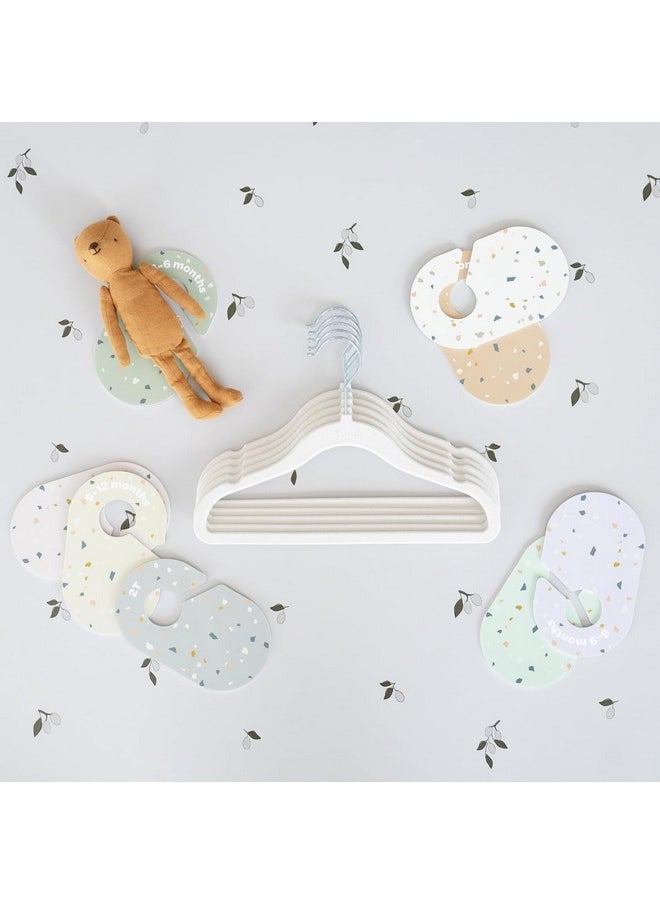 3 sprouts Baby Closet Organizer Set - 15 Nursery Hangers With 8 Size Dividers, Closet Dividers For Baby Clothes And Clothes Organizer For Infant To Toddler Clothing - Cream Hangers & Terrazzo Dividers  - Image 4