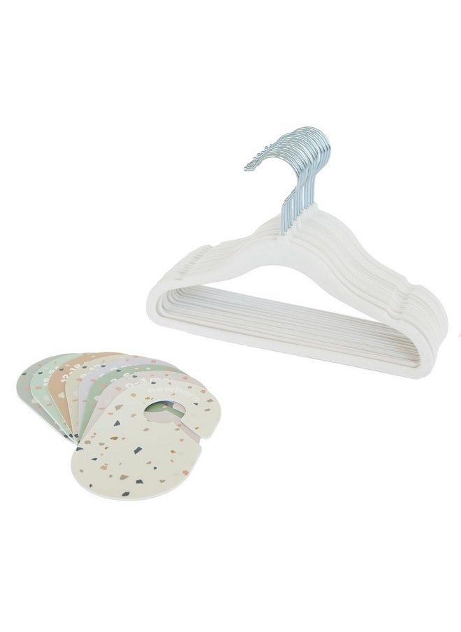 3 sprouts Baby Closet Organizer Set - 15 Nursery Hangers With 8 Size Dividers, Closet Dividers For Baby Clothes And Clothes Organizer For Infant To Toddler Clothing - Cream Hangers & Terrazzo Dividers  - Image 1