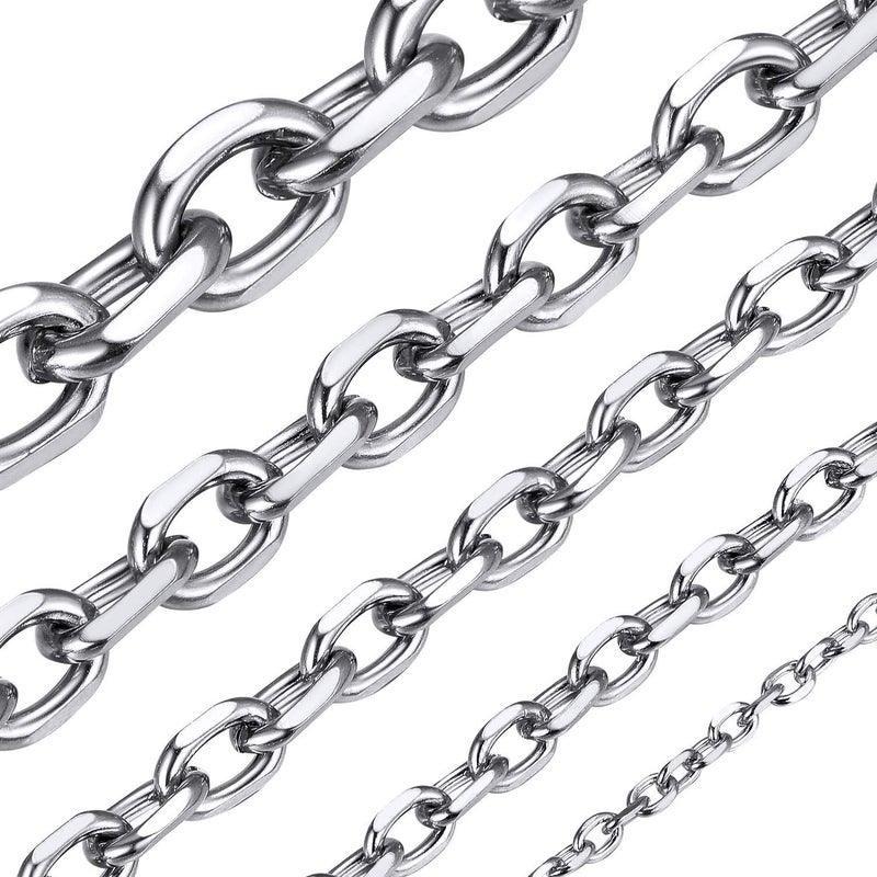 ChainsHouse Stainless Steel Cable Chain Necklace for Men, Rolo Cable Chain Cable Mens Chains Hip Hop Jewelry Gift 3mm 18" - Image 1