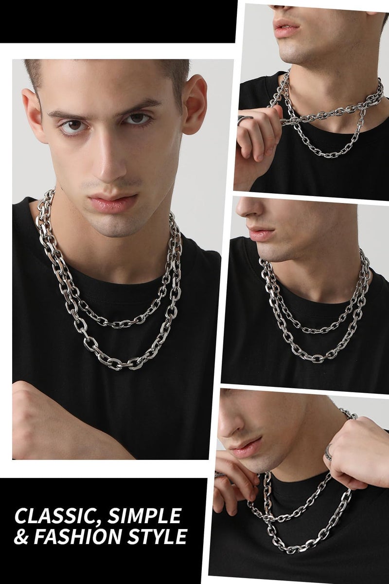 ChainsHouse Stainless Steel Cable Chain Necklace for Men, Rolo Cable Chain Cable Mens Chains Hip Hop Jewelry Gift 3mm 18" - Image 2