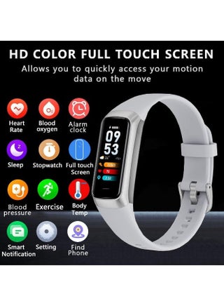 Fitness Tracker with 24/7 Heart Rate Blood Oxygen Sleep Monitor,Activity Tracker with 1.1" AMOLED Touch Color Screen, Multiple Sport Modes Step Counter,IP68 Waterproof for Women Men (Grey) - view 2