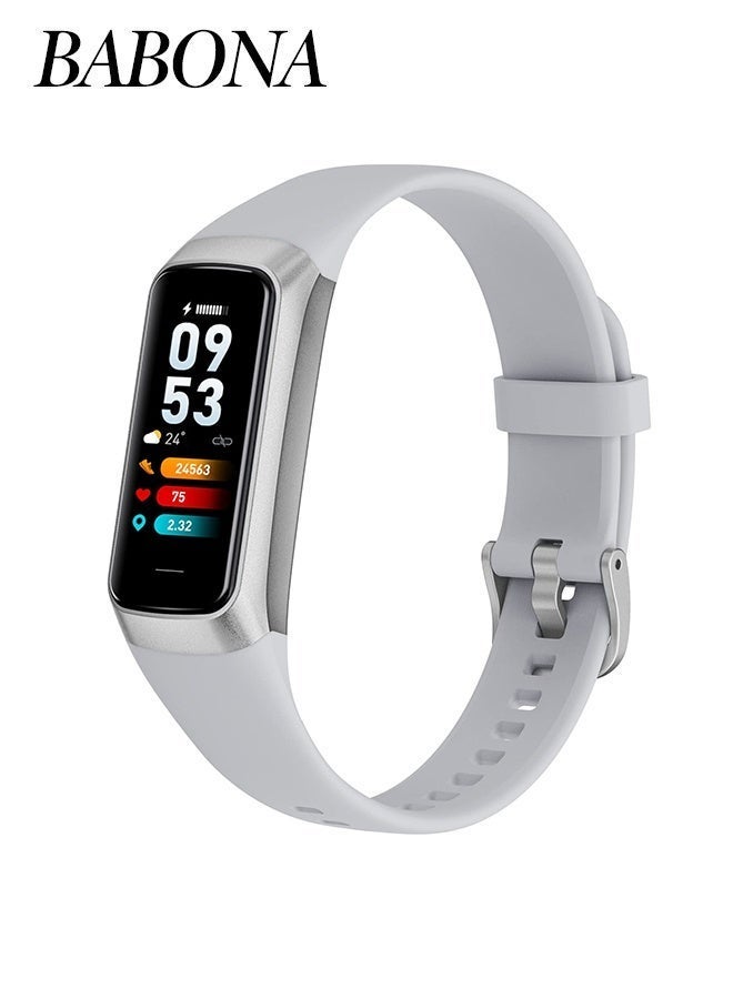 BABONA Fitness Tracker with 24/7 Heart Rate Blood Oxygen Sleep Monitor,Activity Tracker with 1.1" AMOLED Touch Color Screen, Multiple Sport Modes Step Counter,IP68 Waterproof for Women Men (Grey) - Image 1