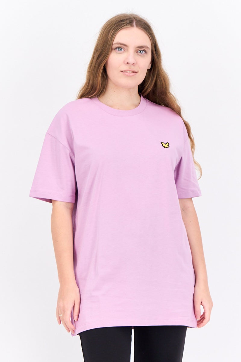 Lyle & Scott Women Crew Neck Short Sleeve Brand Logo T Shirt, Light Purple - Image 1