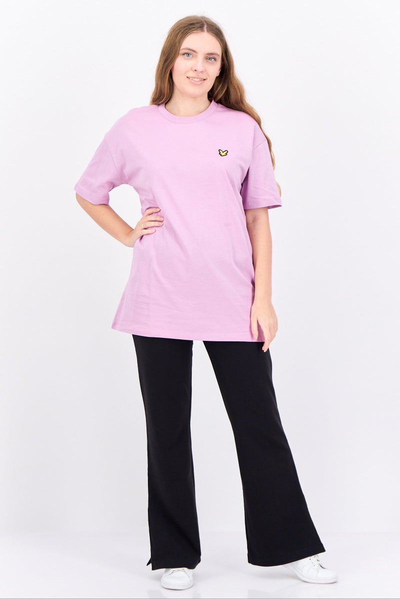 Lyle & Scott Women Crew Neck Short Sleeve Brand Logo T Shirt, Light Purple - Image 4