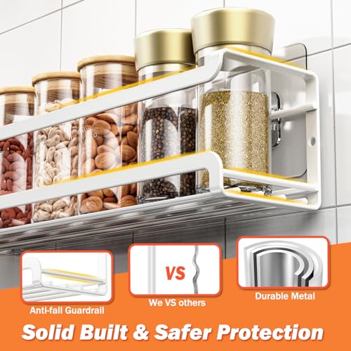 Bunoxea Spice Rack wall mounted 2 Pack, Space-Saving Spice Organizer for Spice Jars and Seasonings,Screw or Adhesive Hanging Spice Rack Organizer for Your Kitchen Cabinet,or Pantry Door,White - Image 5
