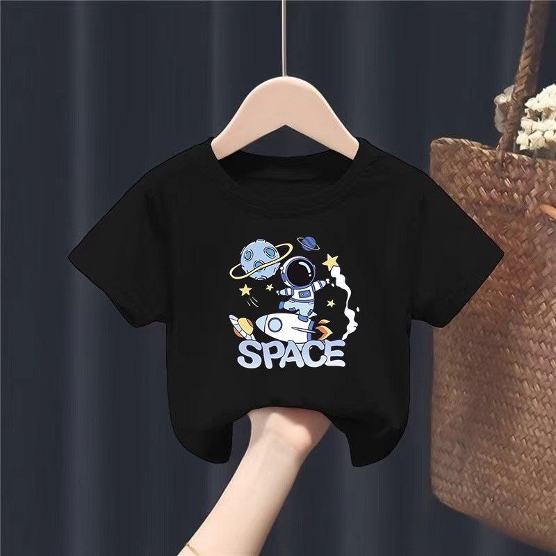 2092 # Boys And Girls Short-Sleeved T-Shirts For Summer, Pure Cotton Breathable Tops For Older Children, Children'S Summer T-Shirts - Image 3