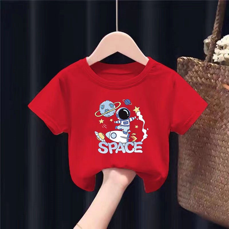 2092 # Boys And Girls Short-Sleeved T-Shirts For Summer, Pure Cotton Breathable Tops For Older Children, Children'S Summer T-Shirts - Image 4