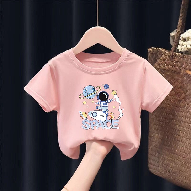2092 # Boys And Girls Short-Sleeved T-Shirts For Summer, Pure Cotton Breathable Tops For Older Children, Children'S Summer T-Shirts - Image 2