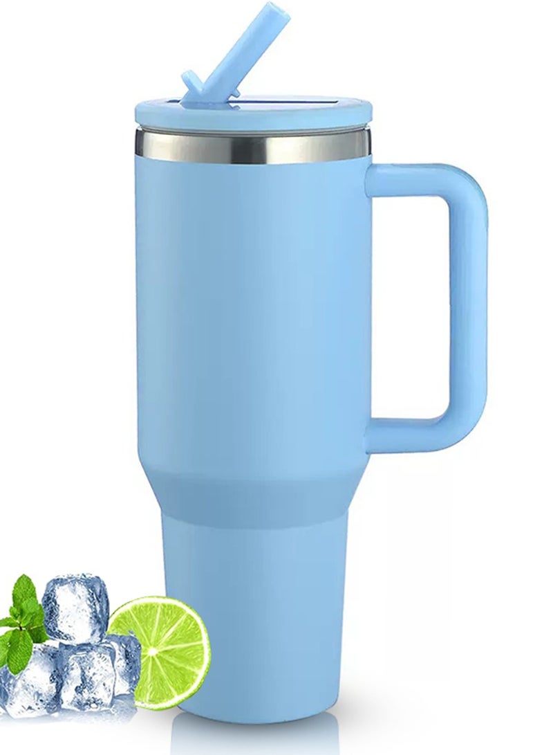 40 oz Water Bottle with Handle and Flip Straw - Fits in Cup Holder, Leak Resistant 40oz Tumbler Leak Proof Insulated Stainless Steel - Image 1