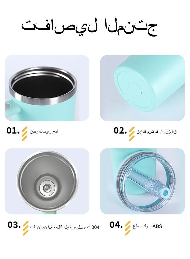 زجاجة مياه سعة 40 أونصة بمقبض وقش قلاب - تناسب حامل الأكواب، مقاومة للتسرب، كوب 40 أونصة من الفولاذ المقاوم للصدأ المعزول المقاوم للتسرب - Image 3