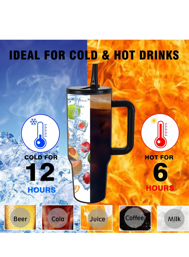 40 oz Water Bottle with Handle and Flip Straw - Fits in Cup Holder, Leak Resistant 40oz Tumbler Leak Proof Insulated Stainless Steel - Image 3
