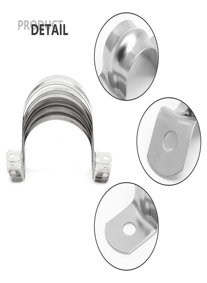 Jersvimc 10Pcs 3 Inch Stainless Steel Large Conduit Clamps, Two Hole Strap U Bracket Rigid Pipe Strap Metal U Clamp Conduit Strap Tension Clips U-tube Clamp Heavy Duty - Image 3