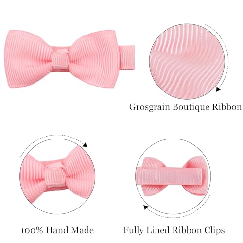 CÉLLOT CELLOT Baby Girls Fully Lined Hair Bows Hair Pins, 2' Hair Bows, 50 Pieces/25 Pairs - Infants, Toddlers, Kids Hair Accessories in Pairs - Pink Bow Alligator Hair Clips - Image 2