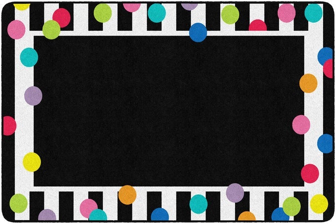 SCHOOLGIRL STYLE JUST TEACH BRIGHT POLKA DOT BORDER CLASSROOM AREA RUG FOR INDOOR CLASSROOM LEARNING OR KID BEDROOM EDUCATIONAL PLAY MAT 5X76 MULTI
