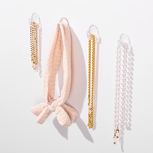 Queekay 30 Pieces Clear Adhesive Wall Hooks for Hanging, Transparent Reusable Seamless Hooks Small Acrylic Sticky Hangers with Non Marking Sticker for Kitchen Bathroom Bedroom Office - Image 5