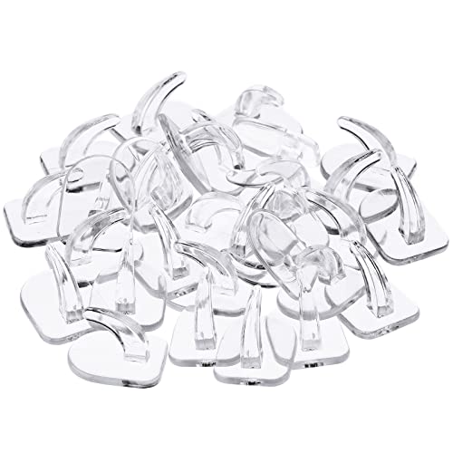 Queekay 30 Pieces Clear Adhesive Wall Hooks for Hanging, Transparent Reusable Seamless Hooks Small Acrylic Sticky Hangers with Non Marking Sticker for Kitchen Bathroom Bedroom Office - Image 4