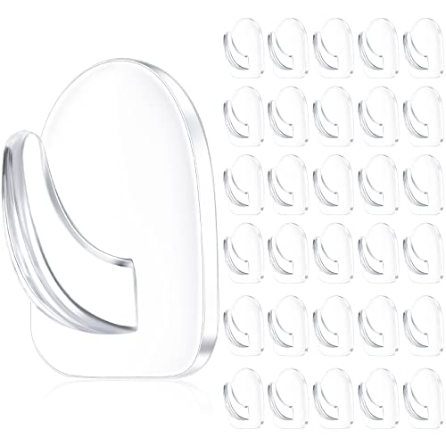 Queekay 30 Pieces Clear Adhesive Wall Hooks for Hanging, Transparent Reusable Seamless Hooks Small Acrylic Sticky Hangers with Non Marking Sticker for Kitchen Bathroom Bedroom Office - Image 1