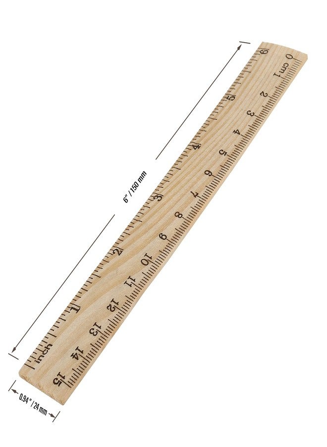 MUKLEI 144 Packs 6 Inch Wooden Rulers, 2 Scales Double Sided Pine Wood Student Ruler Measuring Rulers Straightedge for Home, School, Office, Craft Uses, 15 cm - Image 2
